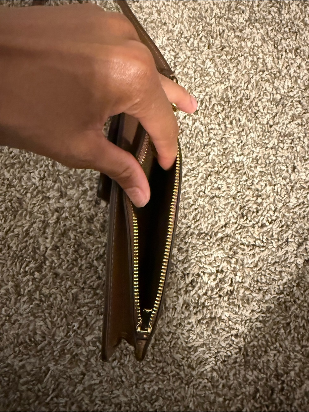 Coach Brown Signature Monogram Crossbody Phone Pouch - Picture 4 of 10
